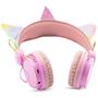 Imagem de Fone de Ouvido Sem Fio Bluetooth Unicórnio Infantil Rosa