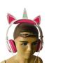 Imagem de Fone de Ouvido Unicórnio Infantil Com Luzes de Led Cor Rosa Original - Inova