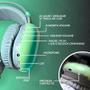Imagem de Fone de Ouvido Verde Sem Fio Recarregável USB LED RGB Earpads Confortáveis e Microfone Embutido Bluetooth Som HD