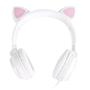 Imagem de Fone headset kitty ear - orelha de gato branco com microfone cabo 1.2m plug p2 estereo p3