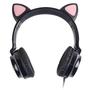 Imagem de Fone headset kitty ear - orelha de gato preto com microfone cabo 1.2m plug estereo p3 - Vinik