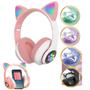 Imagem de Fone Infantil Rosa Bluetooth com Luz LED Colorida de Alta Qualidade