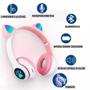 Imagem de Fone Infantil Rosa Bluetooth com Luz LED Colorida