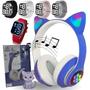 Imagem de Fone Orelha De Gato Headphone Gatinho Com Led Fone Bluetooth e pulseira led digital 