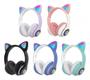 Imagem de Fone Orelha De Gato Headphone Gatinho Com Led Fone Bluetooth e Pulseira Led Digital