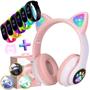 Imagem de Fone Orelha De Gato Headphone Gatinho Com Led Fone Bluetooth e Pulseira Led Digital