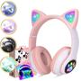 Imagem de Fone Orelha De Gato Headphone Gatinho Com Led Fone Bluetooth e Pulseira Led Digital