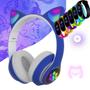 Imagem de Fone Orelha De Gato Headphone Gatinho Com Led Fone Bluetooth e pulseira led digital 