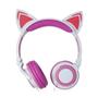 Imagem de Fone Ouvido Headphone Orelha Gato Com Led Hf-C22 Branco/Rosa