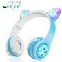 Imagem de Fones de ouvido Bluetooth Woice Kids Cat Ear LED Light Sky Blue