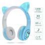 Imagem de Fones de ouvido Bluetooth Woice Kids Cat Ear LED Light Sky Blue