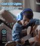 Imagem de Fones de ouvido Bywulanda Kids com luzes LED Microfone USB-C azul