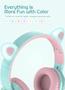 Imagem de Fones de Ouvido Infantis Bluetooth Picun com Orelhas de Gato - Volume Limitado a 85dB - Rosa e Roxo