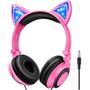 Imagem de Fones de ouvido para crianças com iluminação LED para orelhas de gato