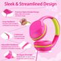 Imagem de Fones de ouvido POWMEE Kids Over-Ear 94dB Volume Limited, rosa vermelha