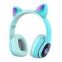 Imagem de Fones de Ouvido Wokex Dobráveis com Design de Orelha de Gato - Azul