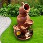 Imagem de Fonte De Agua Barro Decorativa Cascata 3 Quedas Para Jardim De Barro