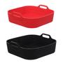 Imagem de Forma / cesta de silicone quadrada para air fryer 20cm preta ou vermelha de cozinha