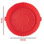Imagem de Forma Cesto Assadeira Vermelho Redonda 18cm Silicone Air Fryer Fritadeira Alça