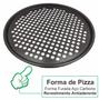 Imagem de Forma De Pizza Assadeira Antiaderente Bandeja Aço Carbono Furada Redonda 31,5cm