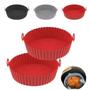 Imagem de Forma De Silicone Cesto Com Alça Para Fritadeira Air Fryer Forno Micrrondas Reutilizável