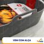 Imagem de Forma de Silicone Quadrada Fritadeira Microondas C/ Alça Air Fryer Airfryer Micro-ondas Assadeira Aierfrye Fry