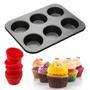 Imagem de Forma Para Cupcake Com Forminhas De Silicone 6 Cavidades