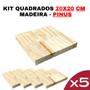 Imagem de Forma Quadrada Madeira Pinus 20x20cm - Kit 5 Peças