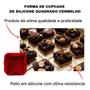 Imagem de Forminhas De Cupcake Silicone Antiaderente Quadrada 18 Pcs Vermelha