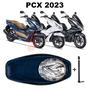 Imagem de Forração Honda Pcx Dlx 2023 Forro Baú Azul + 1 Antena