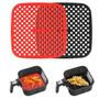 Imagem de Forro Tapete em Silicone Para Air Fryer 20,5cm Fritadeira Elétrica QUADRADO Multiuso Universal Vermelho Preto