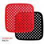 Imagem de Forro Tapete em Silicone Para Air Fryer 20,5cm Fritadeira Elétrica QUADRADO Multiuso Universal Vermelho Preto