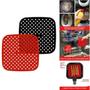 Imagem de Forro Tapete em Silicone Para Air Fryer 20,5cm Fritadeira Elétrica QUADRADO Multiuso Universal Vermelho Preto