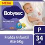 Imagem de Fralda Babysec Premium Mega Tamanho P 34 Unidades