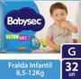 Imagem de Fralda Descartável Infântil Babysec Galinha Pintadinha Ultrasec Mega Tamanho G Com 32 Unidades Com Toque Suave