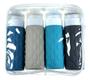 Imagem de Frasco Pote Silicone Kit C/4 100 Ml Azul Creme Shampoo Viajem Necessaire