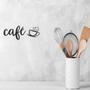 Imagem de Frase Café E Xícara Letras Mdf 3mm Preto Escultura Parede Cozinha Decorativo Lettering Placa