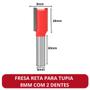 Imagem de Fresa Reta P/ Tupia 8mm C/ 2 Dentes Metal Duro Profissional