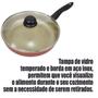 Imagem de Frigideira 20cm Com Tampa De Vidro Alumi-Aço linha PREMIUM J4TECH Alumínio Antiaderente Ultra Resistente Cereja Com Dourado 