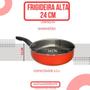 Imagem de Frigideira Alta Funda 24 Cm Antiaderente Teflon Tampa Vidro