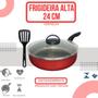 Imagem de Frigideira Alta Funda 24 Cm Antiaderente Teflon Tampa Vidro