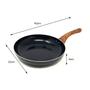 Imagem de Frigideira Antiaderente Aço Inox Cabo Madeira Panquequeira Cozinha Chef Profissional Cooktop Fogão a Gás Fritar Grelhar Alimentos 22cm