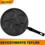Imagem de Frigideira Antiaderente de Aluminio Para 4 Ovos e Hamburguer 26cm Gourmet Multiflon Vermelha