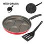 Imagem de Frigideira Antiaderente de Aluminio Para 4 Ovos e Hamburguer 26cm Gourmet Multiflon Vermelha