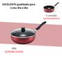 Imagem de Frigideira Antiaderente Wok Cereja Teflon 26 cm Tampa de Vidro