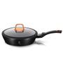 Imagem de Frigideira c/ Tampa Antiaderente 24cm 2,3L Black Rose Gold Berlinger Haus Cozinha Turbo-Indução Cabo Silicone Panela Wok Paella Grelhador 