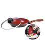 Imagem de Frigideira C Tampa Cerâmica Antiaderente Indução N20 Fogão Cooktop Vermelho Duralar