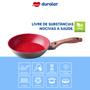 Imagem de Frigideira C Tampa Cerâmica Antiaderente Indução N22 Fogão Cooktop Vermelho Duralar