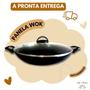 Imagem de Frigideira Panela Wok Oriental Antiaderente Tampa Vidro 29Cm Não Gruda Funda Grande Japonesa Chinesa