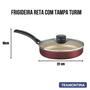 Imagem de Frigideira Reta com Tampa Tramontina Turim Vermelha 1,7 Litros